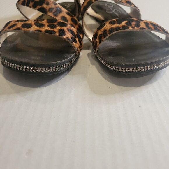 Jessica Simpson Braelyn Flat leopard print sandal with rhinestone trim sz. 7 - Picture 4 of 8